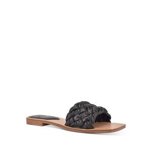 MARC FISHER LTD Womens Black Reanna Slip On Leather Slide Sandals Shoes 5.5 M